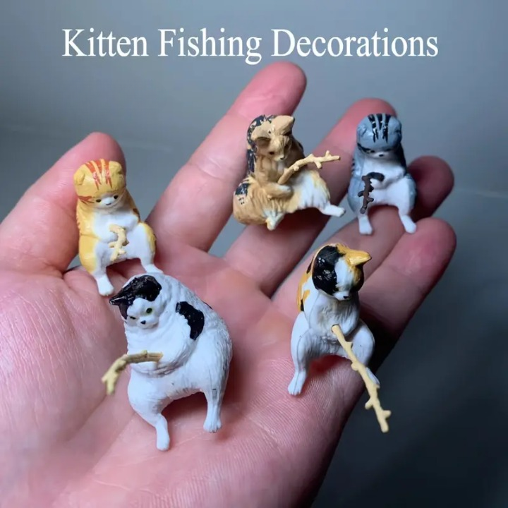 Cute Fishing Kitty Car Decor