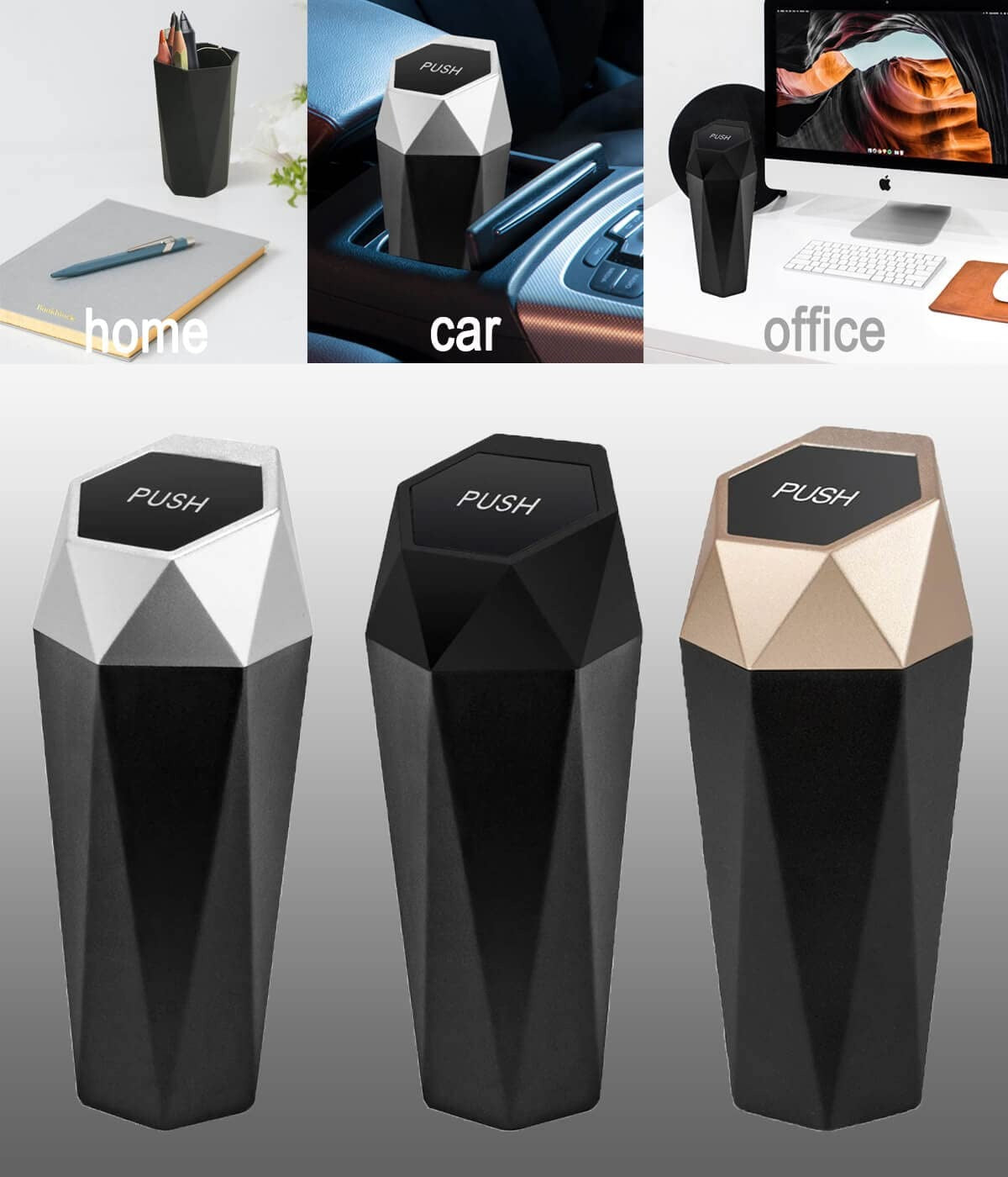 Hexagonal Car Trash Can with Lid
