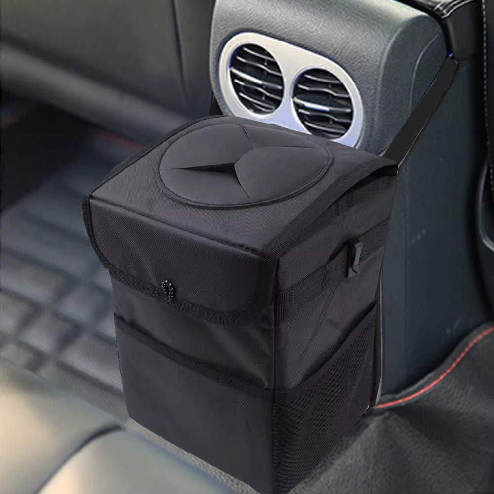 Car Trash Organizer with Lid & Net Storage