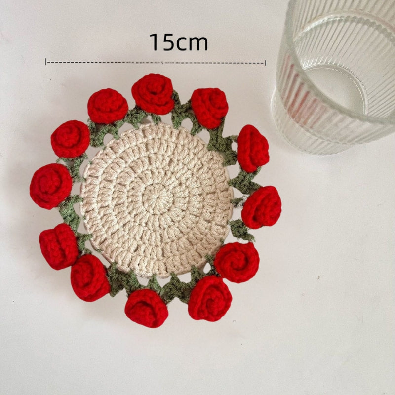 Rosy Touch Crochet Coaster