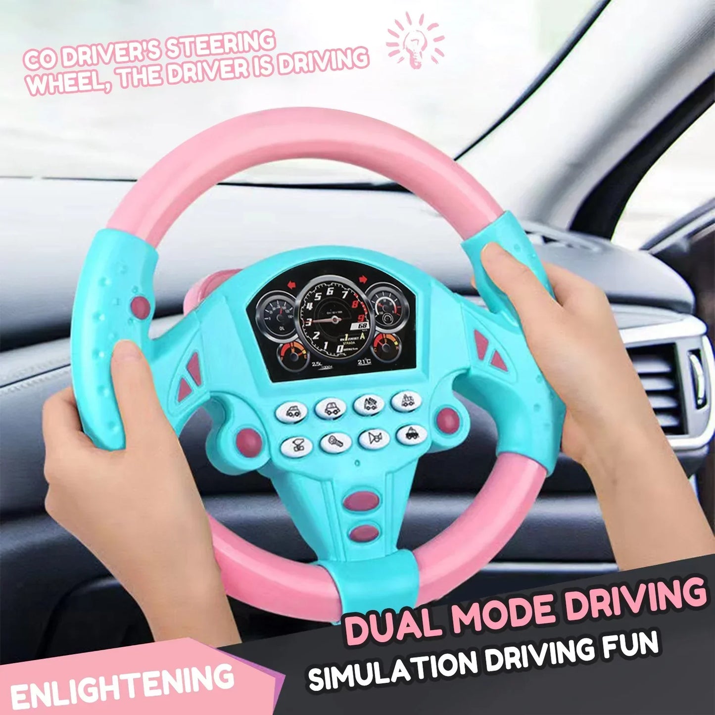 Junior Driver's Interactive Steering Wheel with Light