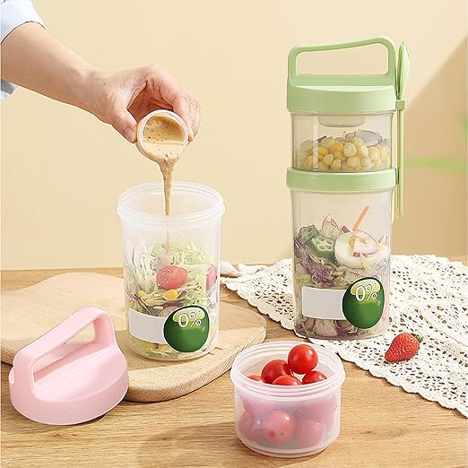 2 Tier Food Jars with Lid Fork
