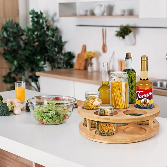 Wooden Bottle Rotating Organiser