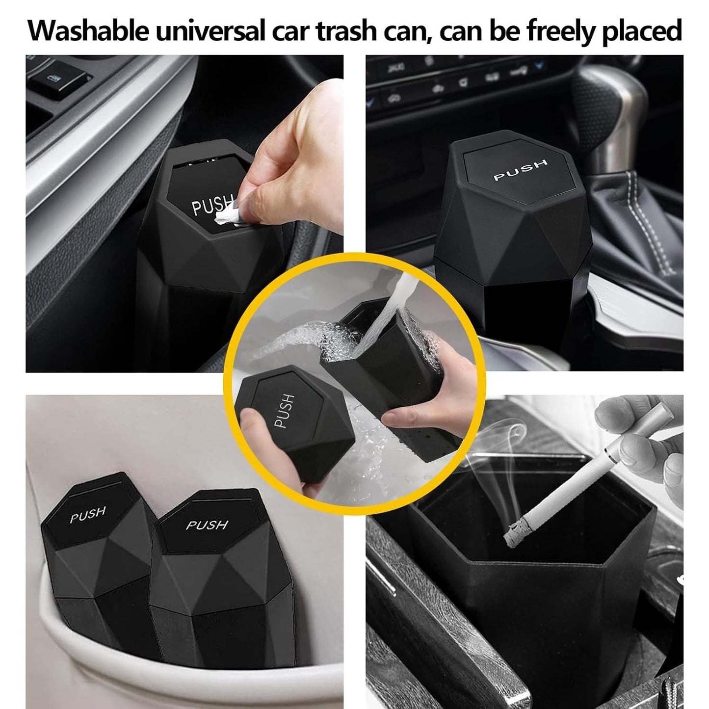 Hexagonal Car Trash Can with Lid