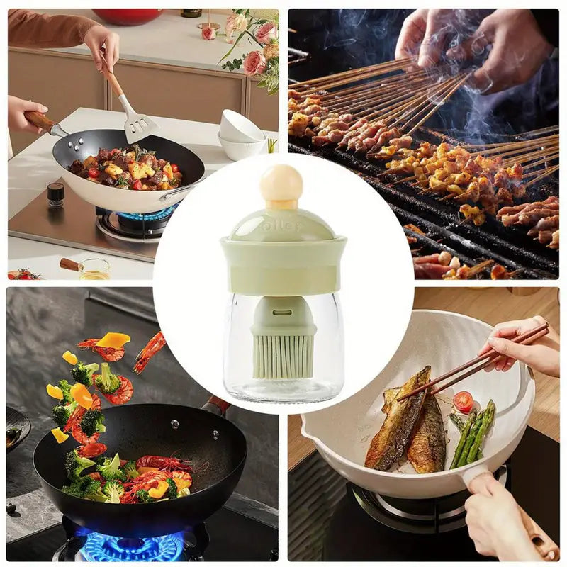 Glass Oil Dispenser with Silicone Brush