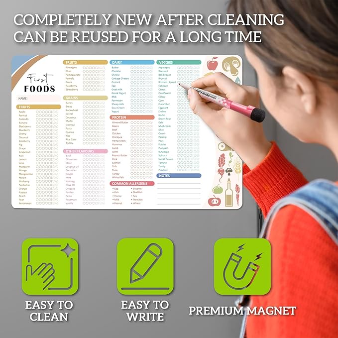 Baby First Foods Tracker Fridge Magnet