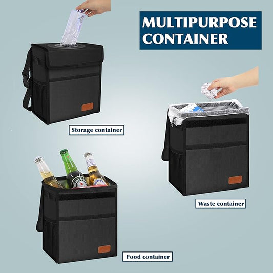 Car Trash Organizer with Lid & Net Storage