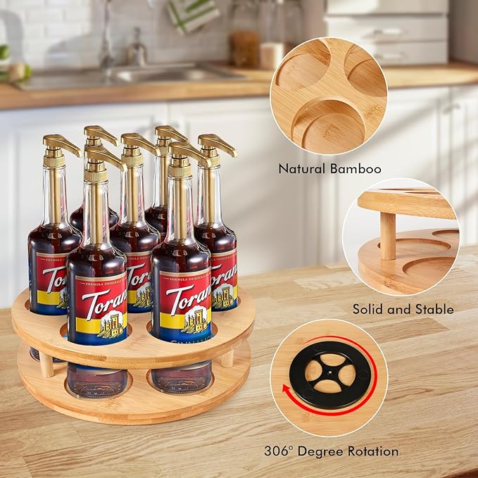 Wooden Bottle Rotating Organiser