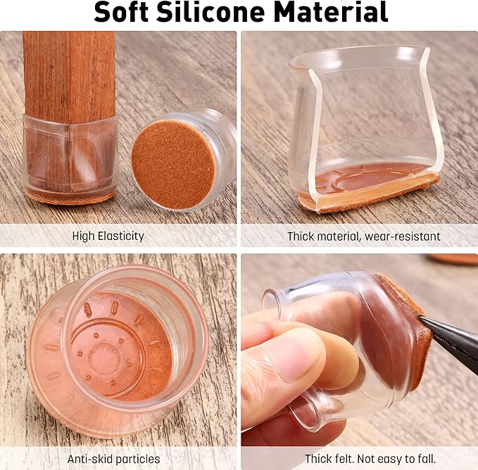 Noise free Transparent Chair Leg Floor Protectors