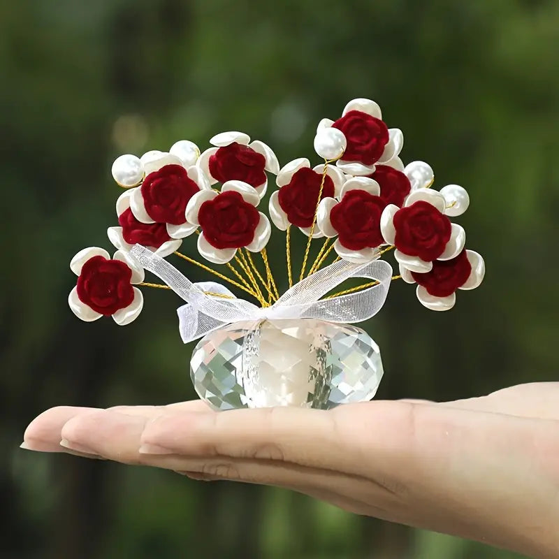 Elegant Crystal Rose Car Decor