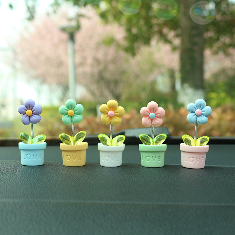 Flower Pot Car Dashboard Decor
