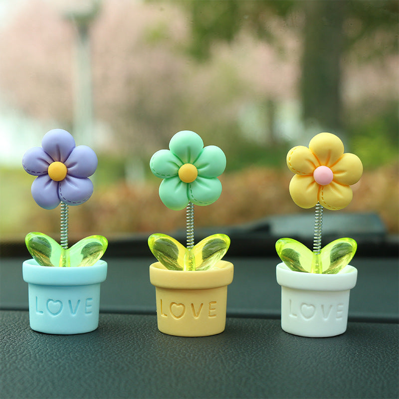 Flower Pot Car Dashboard Decor