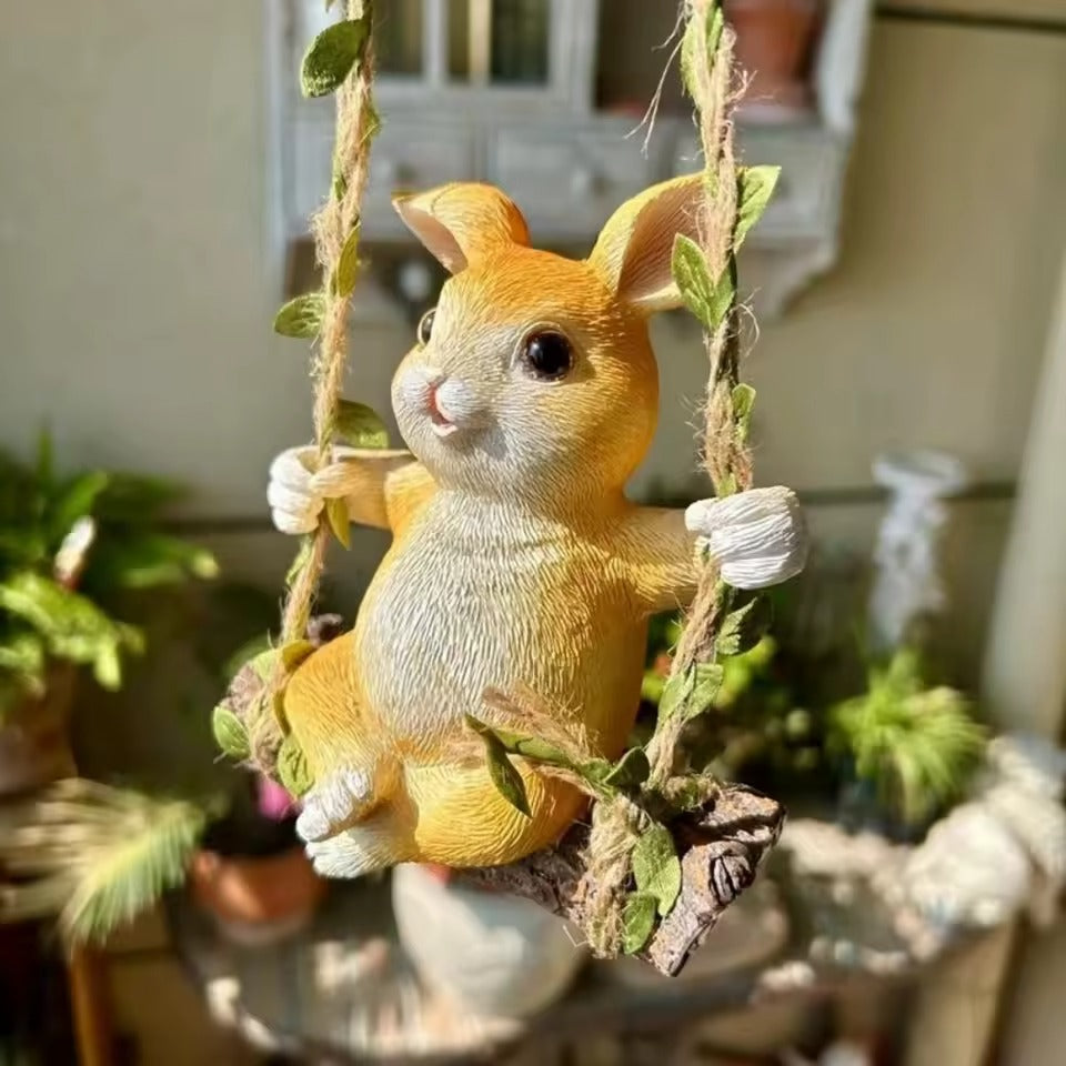 Cute Little Swing Rabbit Decor Statue