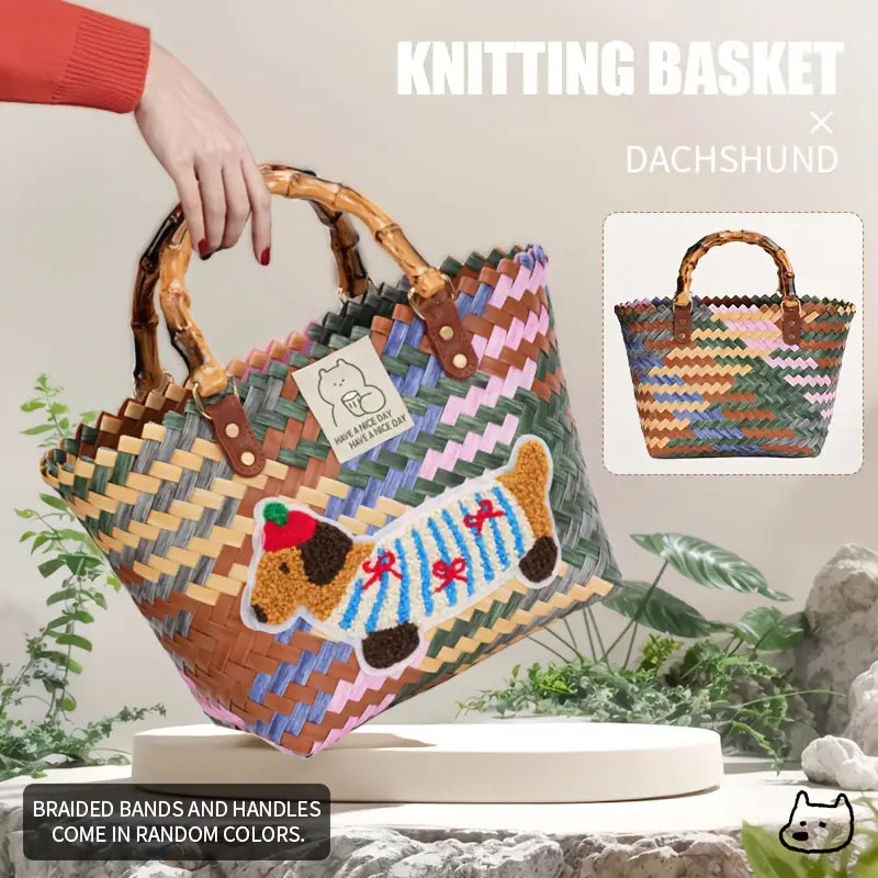 Colorful Striped Woven Tote Bag